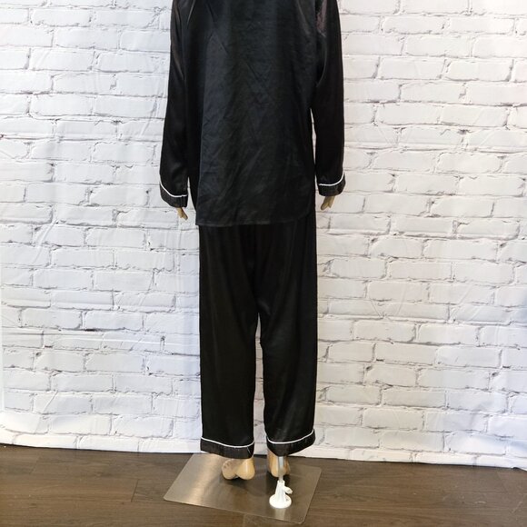 AMAZON, Black satin silk pyjamas set - Picture 10 of 13